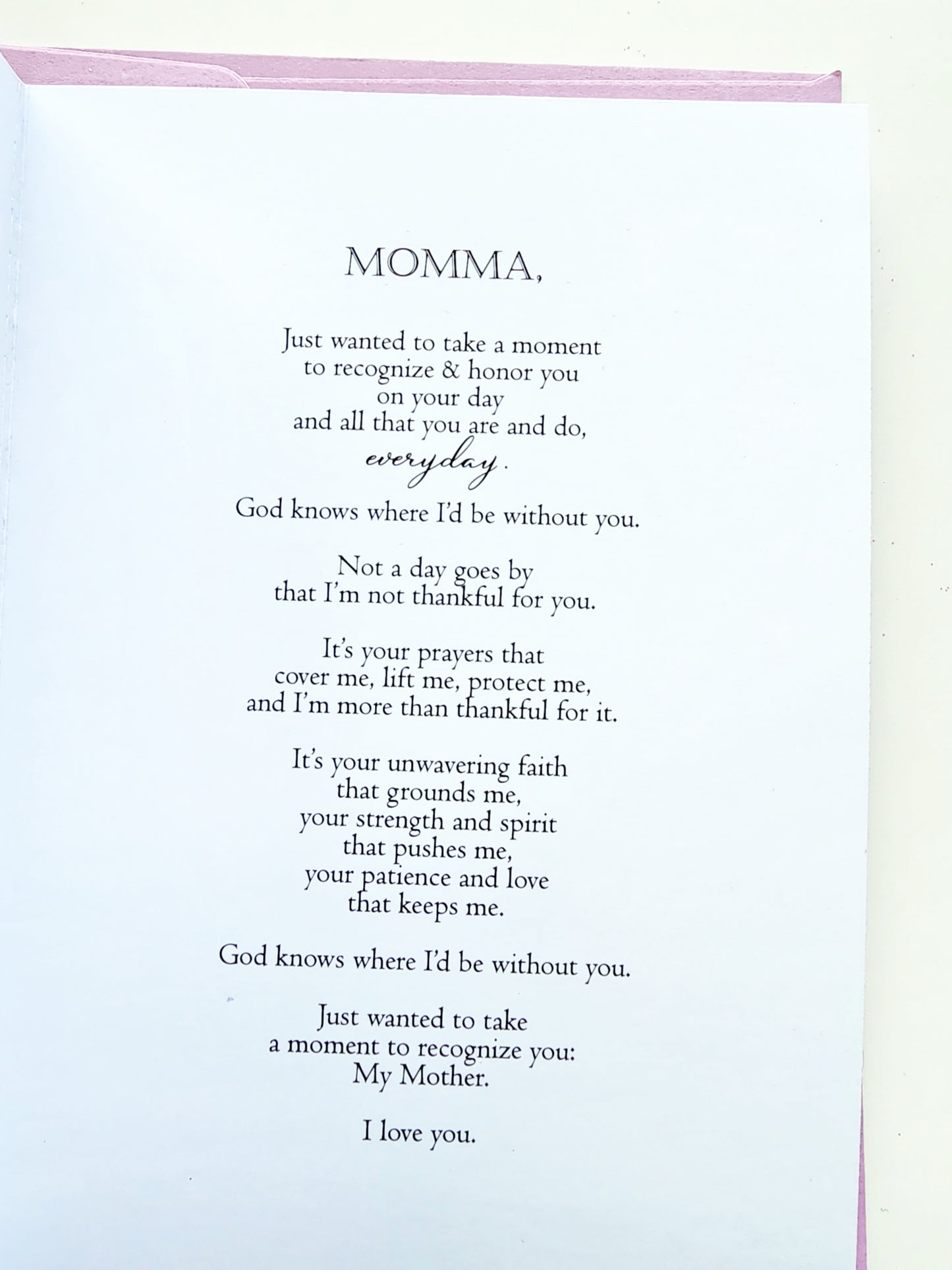 To Momma From Son - Mother's Day Card