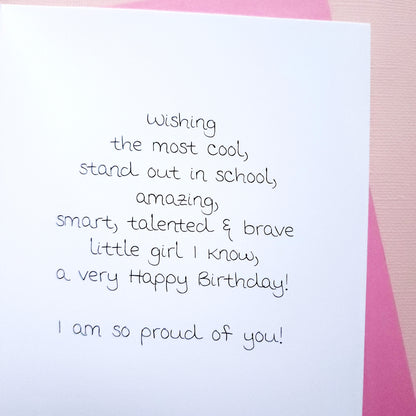 Happy Birthday Beautiful! - Girl w/Puff Balls Birthday Card