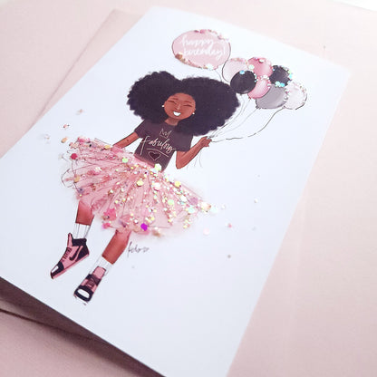 Little Girl in Tutu - Happy Birthday Card