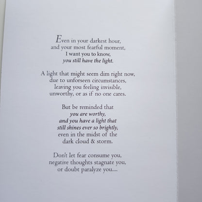 Your Light Still Shines - 5x7 Uplifting Card | Black Woman | Depression or Just Needs Uplifting