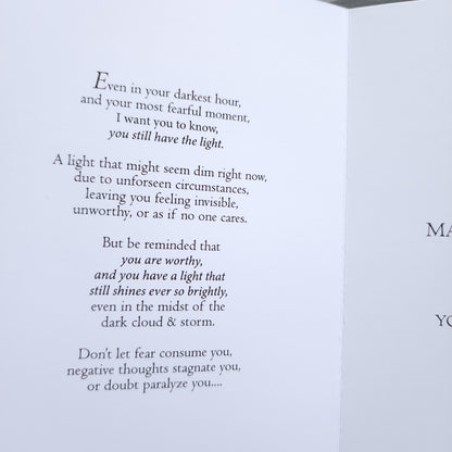 Your Light Still Shines - 5x7 Uplifting Card | Black Woman | Depression or Just Needs Uplifting