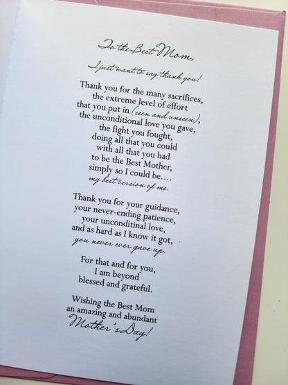 To the Best Mom - Mothers Day Greeting Card